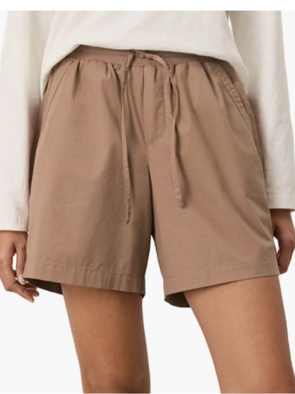 Pact Light Brown Organic Cotton Drawstring Shorts - Athleisure Cabincore Comfy